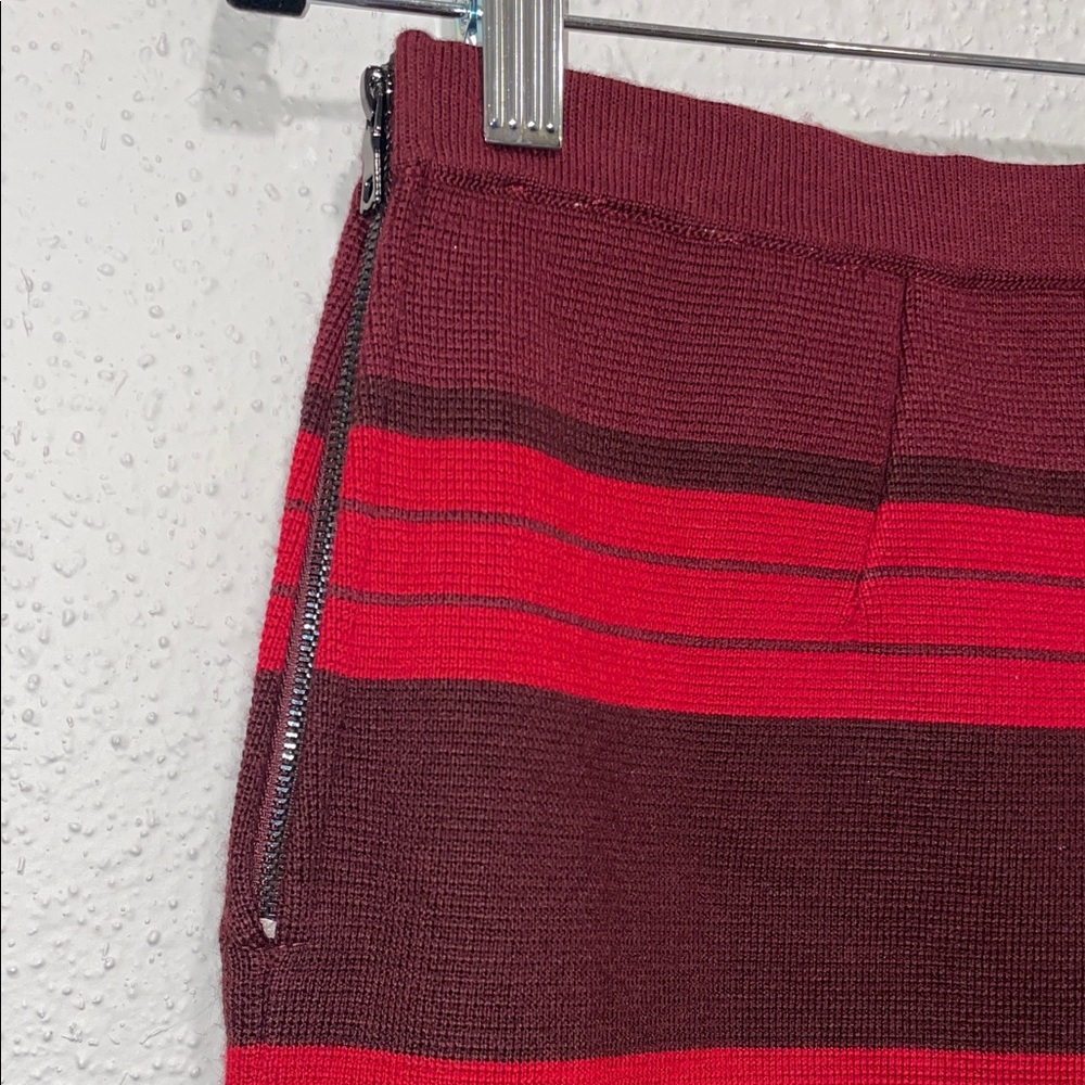 Anne Klein Red and Burgundy Striped Pencil Skirt - Picture 5 of 6